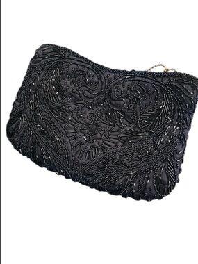 Black Beaded Clutch by Carolyne Barton